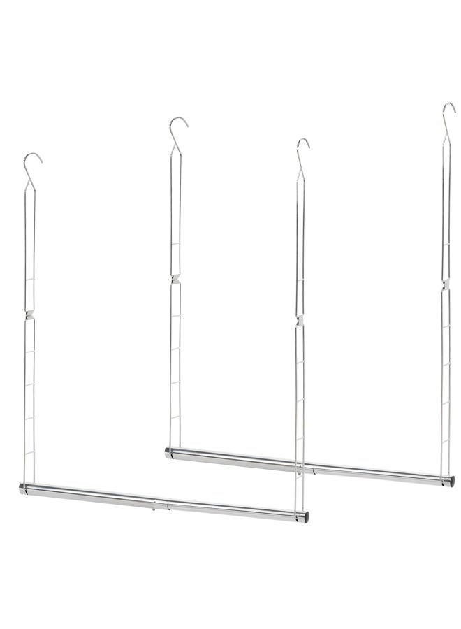 STORAGE MANIAC 2-Pack Adjustable Hanging Closet Rod, Double Hanging Closet Rod Organizer with Adjustable Horizontal Rod, Chrome - Image 1