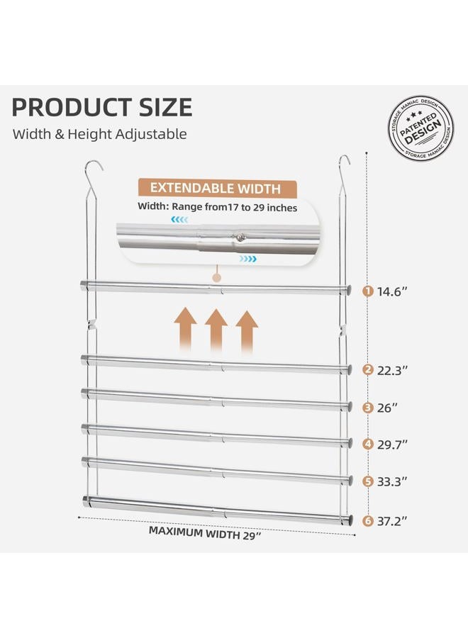 STORAGE MANIAC 2-Pack Adjustable Hanging Closet Rod, Double Hanging Closet Rod Organizer with Adjustable Horizontal Rod, Chrome - Image 2
