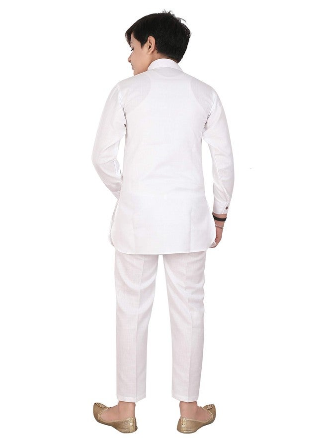 Qtsy Indian Cotton Kurta Set for Boys White - Image 2