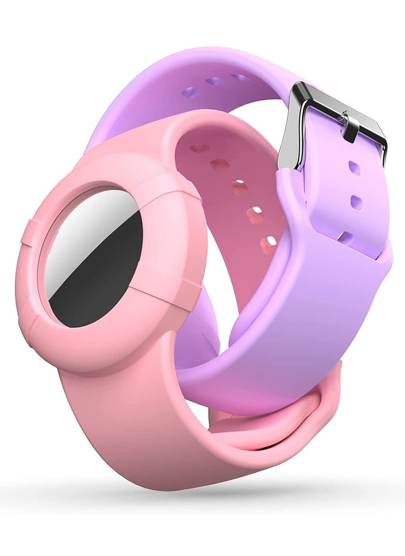 SYOSI - 2 Pcs Airtag Wristbands for Kids Soft Silicone Bracelet Lightweight Waterproof Band Compatible with Apple Airtag Watch Band for Children and Toddler - Image 1