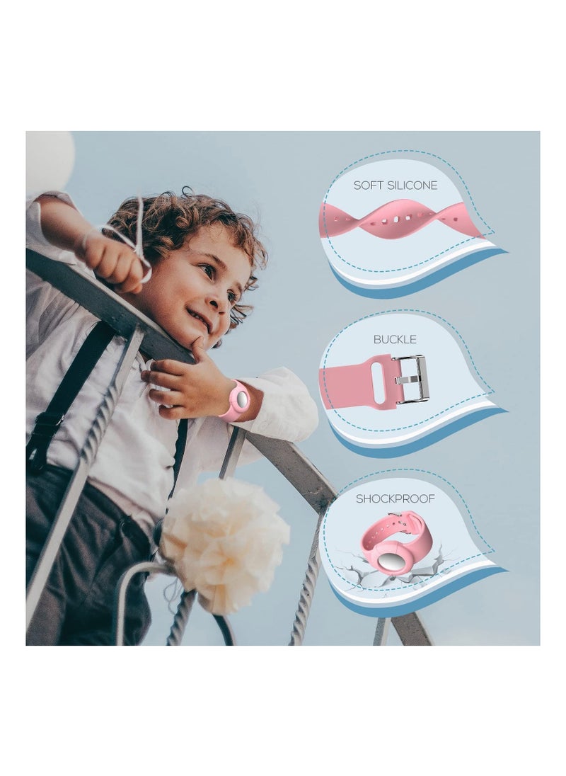 SYOSI - 2 Pcs Airtag Wristbands for Kids Soft Silicone Bracelet Lightweight Waterproof Band Compatible with Apple Airtag Watch Band for Children and Toddler - Image 1