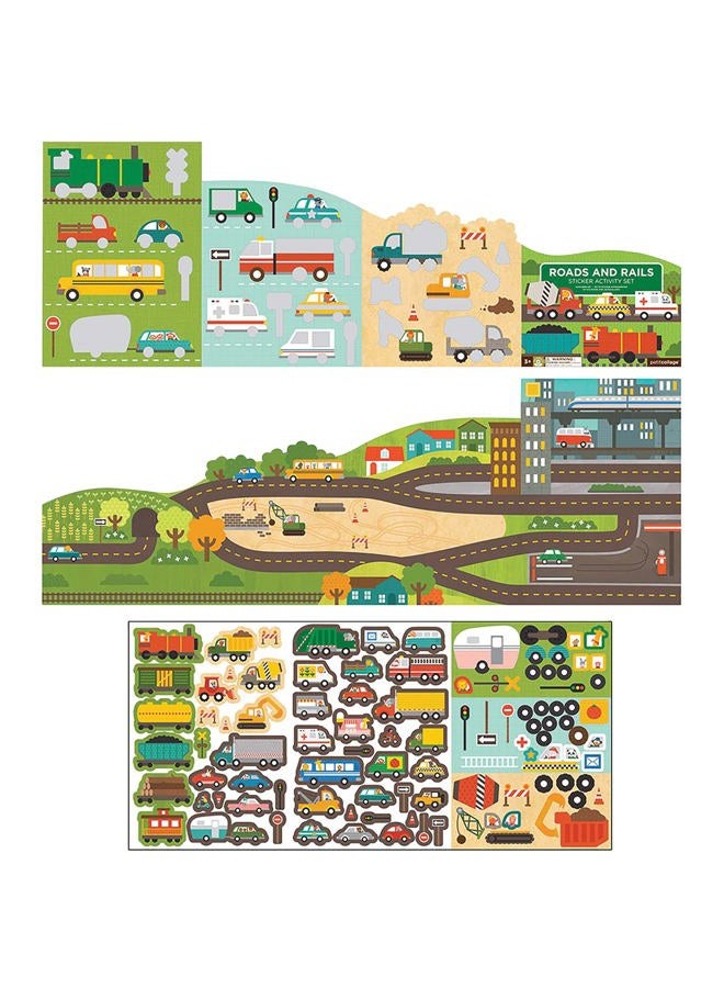 Petit Collage Sticker Activity Book, Roads and Rails - Giant Fold Out Sticker Book for Kids, Includes Over 100 Reusable Stickers - Activity Book for Ages 3+ - Image 2