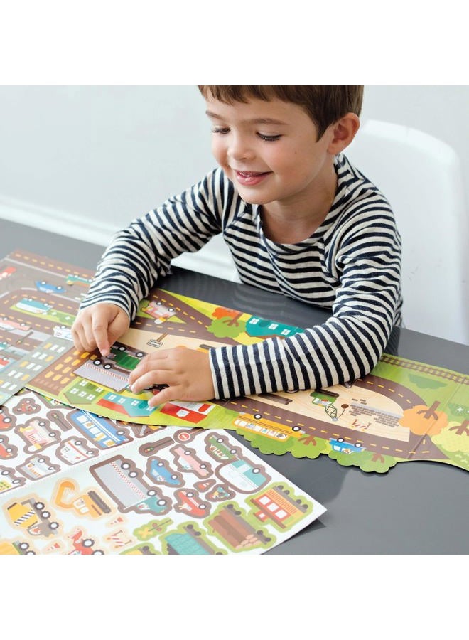 Petit Collage Sticker Activity Book, Roads and Rails - Giant Fold Out Sticker Book for Kids, Includes Over 100 Reusable Stickers - Activity Book for Ages 3+ - Image 3