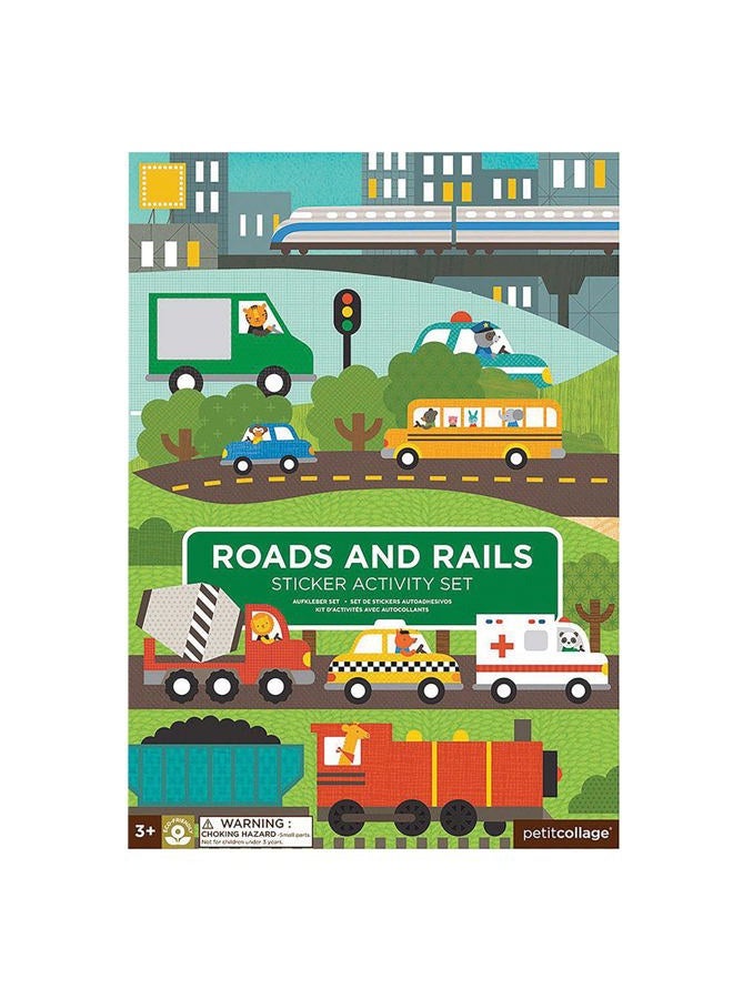 Petit Collage Sticker Activity Book, Roads and Rails - Giant Fold Out Sticker Book for Kids, Includes Over 100 Reusable Stickers - Activity Book for Ages 3+ - Image 4