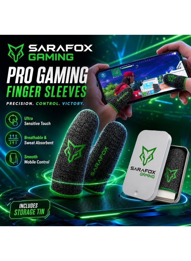 سارافوكس مجموعة أكمام أصابع للألعاب من Sarafox مع 6 قطع وعلبة معدنية، أكمام لمس موصلة للتحكم في ألعاب الهاتف - Image 4