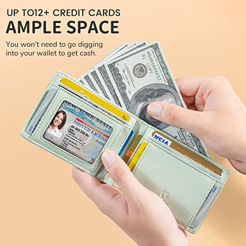 GSOIAX Slim Wallet for Men RFID Blocking Bifold Wallet Carbon Fiber Front Pocket Wallet with 11 Card Holder Minimalist Mens Wallet with Gift Box(Dark Blue and Beige) - Image 4