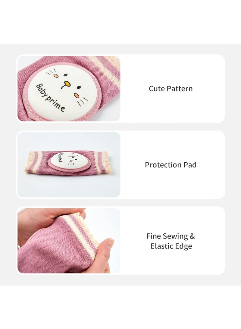 YOUGE 2 Pairs Baby Knee Pads for Crawling Breathable Elastic Cotton Crawling Knee Pads Cute Unisex Baby Knee Protector with Sponge Pad for Baby Toddler (Rabbit & Cat) - Image 3