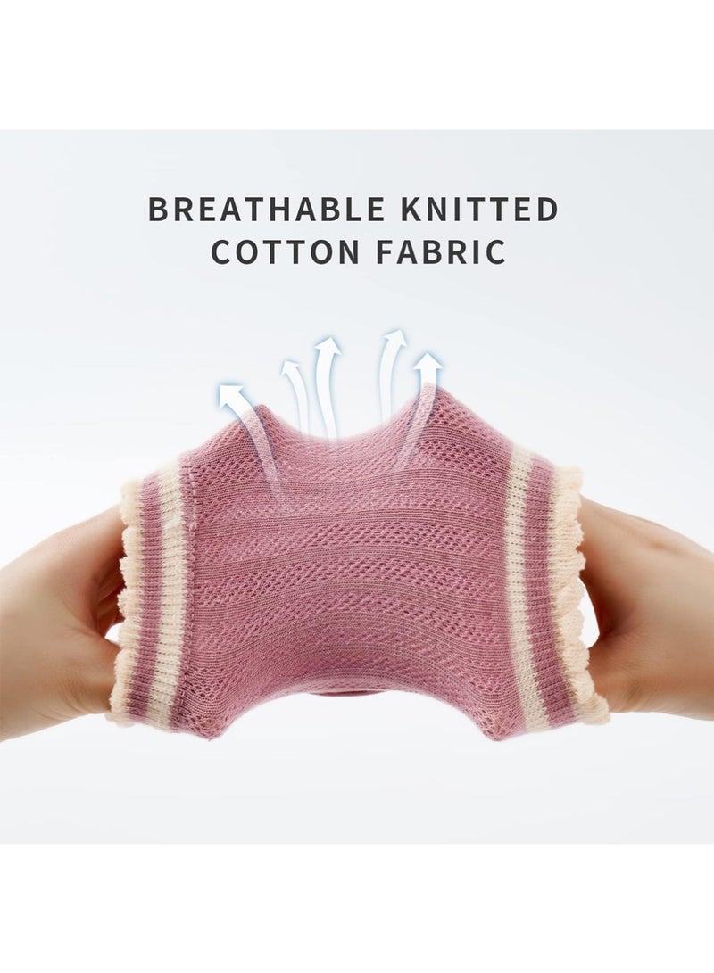 YOUGE 2 Pairs Baby Knee Pads for Crawling Breathable Elastic Cotton Crawling Knee Pads Cute Unisex Baby Knee Protector with Sponge Pad for Baby Toddler (Rabbit & Cat) - Image 5