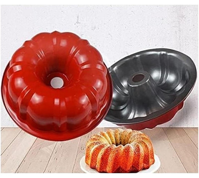 Non-Stick Teflon-Coated Aluminum Hollow Round Cake Pan - Aluminum Bundt Cake Pan - Tefal Bundt Cake Mold - Tube Cake Pan for Baking Bundt and Pound Cakes - Cake Mold for Home Baking - Perfect Anniversary Tube Pans for Homemade Pies - Image 1
