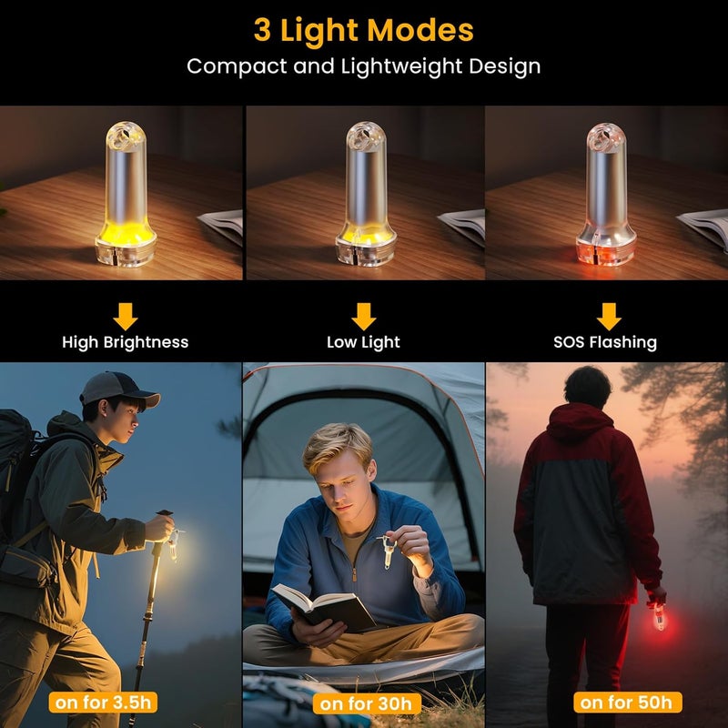 Gofimyee 2PCS Mini LED Lantern Torch - Compact Rechargeable Waterproof Keychain Light - Image 4