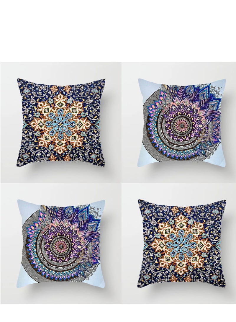 Cushion Covers Sets of 4, Bohemian style Sofa Throw Pillow Cover, Decorative Outdoor Linen Fabric Pillow Case for Couch Bed Car Home Sofa Couch Decoration 45x45cm - Image 1