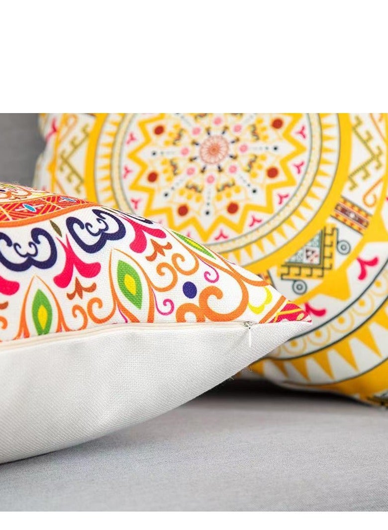 Cushion Covers Sets of 4, Bohemian style Sofa Throw Pillow Cover, Decorative Outdoor Linen Fabric Pillow Case for Couch Bed Car Home Sofa Couch Decoration 45x45cm - Image 5