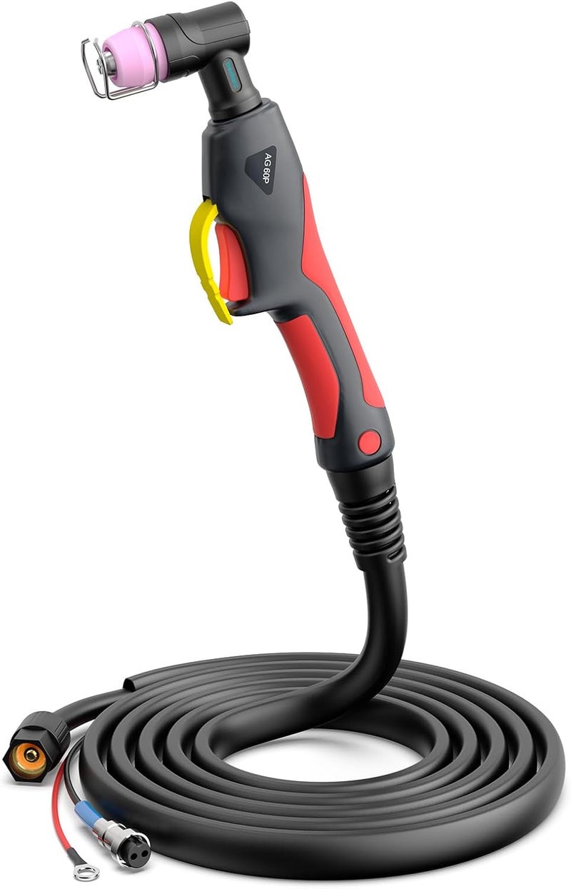bestarc Pilot Arc Plasma Cutting Torch, AG60P 4 Meters High Frequency Air Plasma Cutting Torch AG60P Suitable for Plasma Cutter BTC500DP, BTC650DP, CUT55P (Red) - Image 1