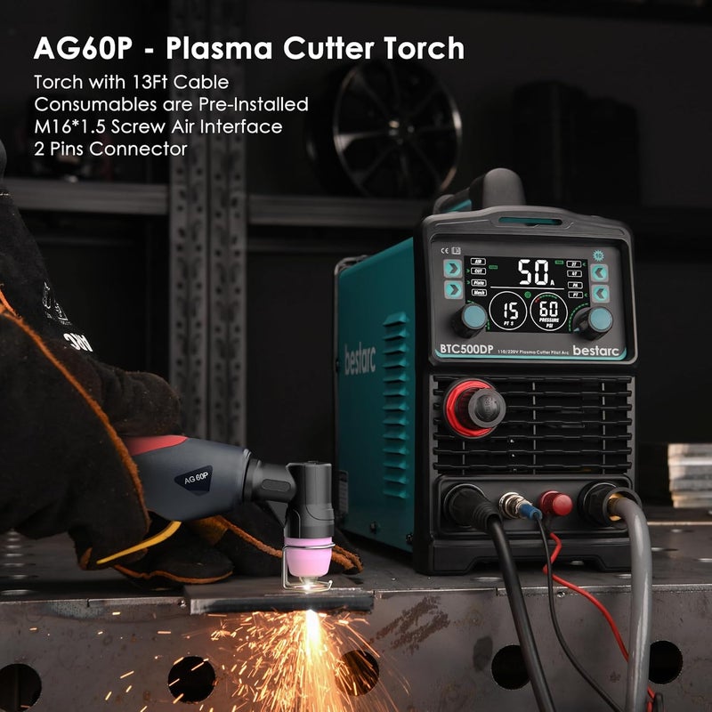 bestarc Pilot Arc Plasma Cutting Torch, AG60P 4 Meters High Frequency Air Plasma Cutting Torch AG60P Suitable for Plasma Cutter BTC500DP, BTC650DP, CUT55P (Red) - Image 2