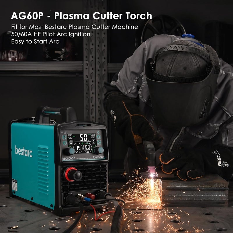bestarc Pilot Arc Plasma Cutting Torch, AG60P 4 Meters High Frequency Air Plasma Cutting Torch AG60P Suitable for Plasma Cutter BTC500DP, BTC650DP, CUT55P (Red) - Image 3
