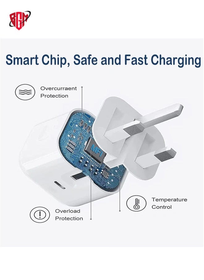 BGM - iPhone PD Fast Charger [Apple MFi Certified] 20W Type C Power Block Wall Charger Plug Adapter with 6.6FT USB-C to Lightning Cable Compatible with iPhone 14 13 12 11 X iPad,AirPods Pro (2nd Generation) - Image 1