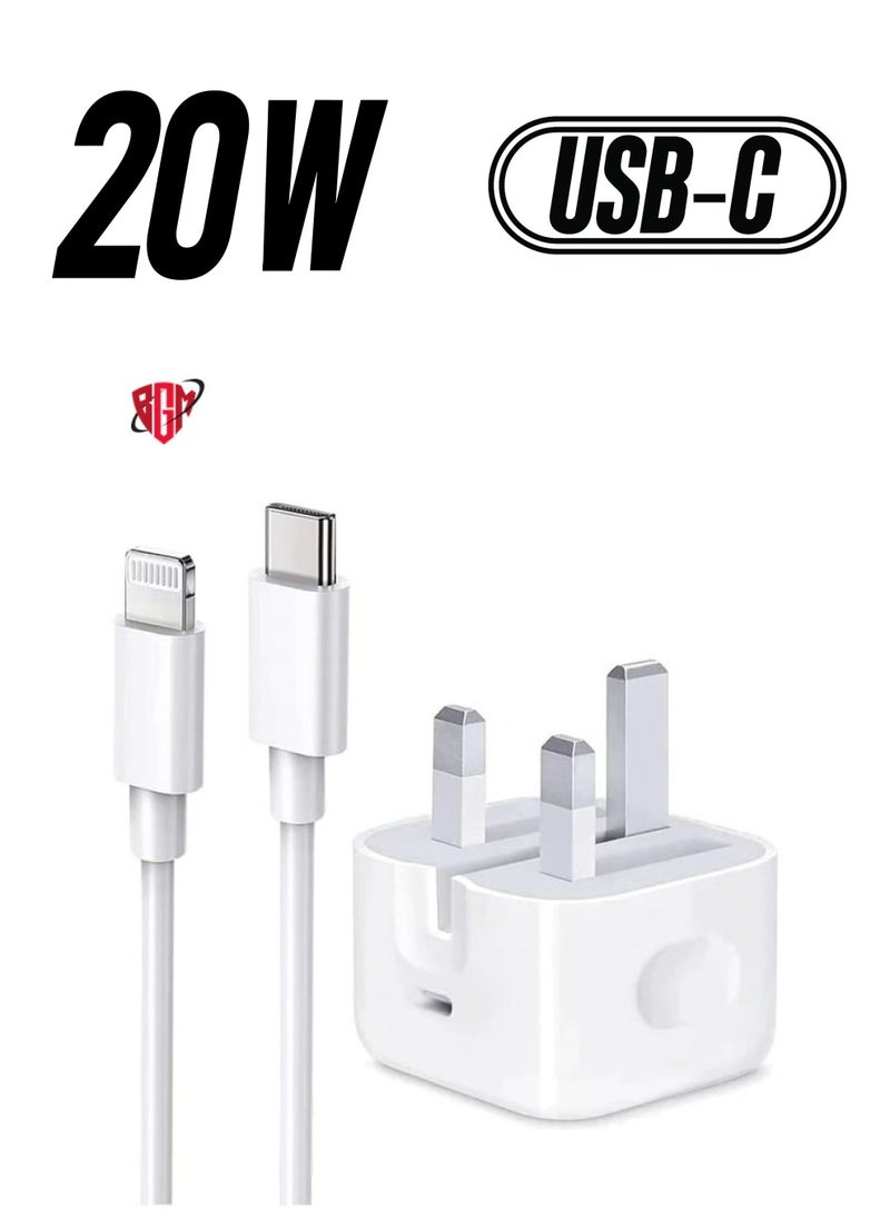 BGM - iPhone PD Fast Charger [Apple MFi Certified] 20W Type C Power Block Wall Charger Plug Adapter with 6.6FT USB-C to Lightning Cable Compatible with iPhone 14 13 12 11 X iPad,AirPods Pro (2nd Generation) - Image 1