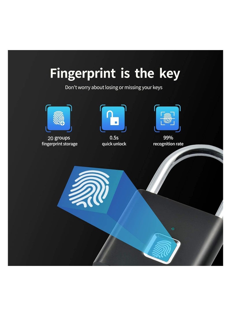 SUKILO Smart Fingerprint Padlock – USB Rechargeable Portable Lock, Waterproof & Rust-Proof for Locker, Gym, Luggage, Bike & School Use  - Image 2