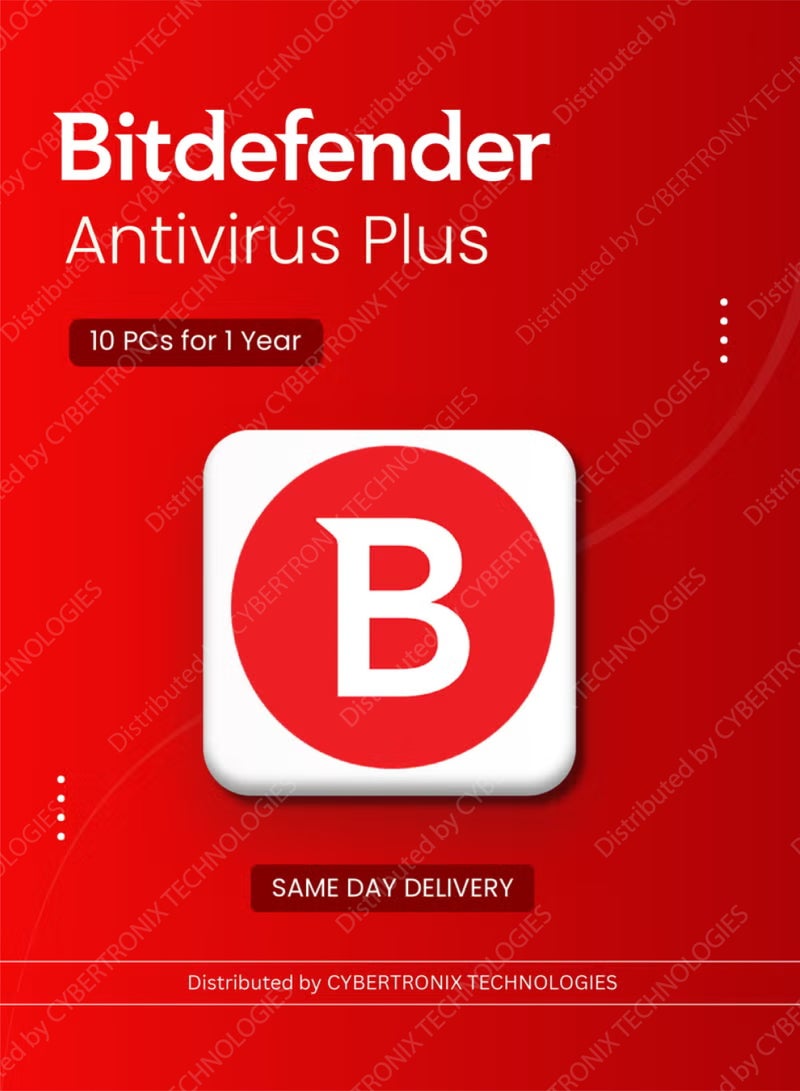 Bitdefender Antivirus Plus | 10 PCs for 1 Year | Digital License | SAME DAY DELIVERY