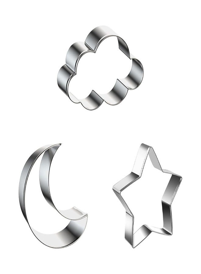 ccHuDE 3 Pcs Star Moon Cloud Cookie Cutters Stainless Steel Biscuit Cutter Molds Fruit Cookie Cutters Shapes Metal Sandwich Cutter for Baking Pastries Doughs - Image 1