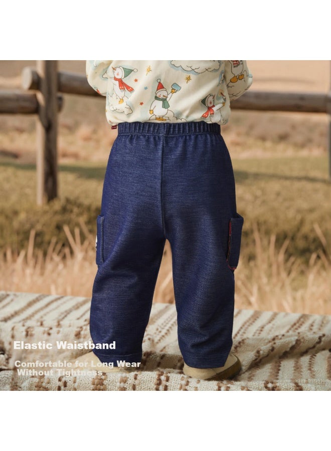 Aqpa [candlelight Baby Pants Spring Autumn Winter Baby Denim Long Pants Candlelight Size 100 - Image 3