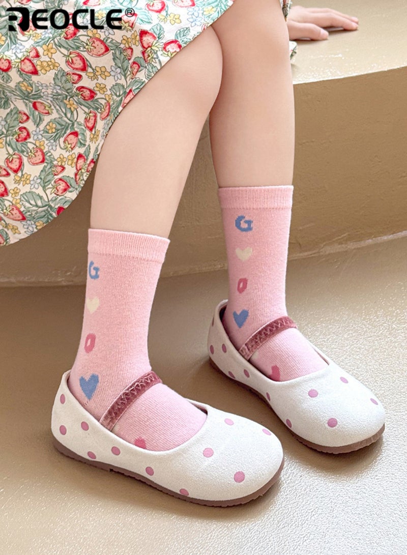 ريوكل صنادل ماري جين للفتيات ذات نقاط بولكا دوت سهلة الارتداء بحزام كاحل آمن ونعل مبطّن وتصميم كلاسيكي مريح للارتداء اليومي للفتيات الصغيرات - Image 1