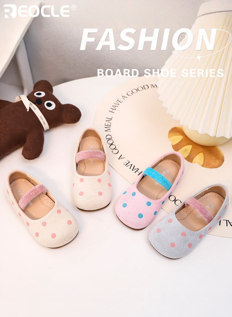 ريوكل صنادل ماري جين للفتيات ذات نقاط بولكا دوت سهلة الارتداء بحزام كاحل آمن ونعل مبطّن وتصميم كلاسيكي مريح للارتداء اليومي للفتيات الصغيرات - Image 3