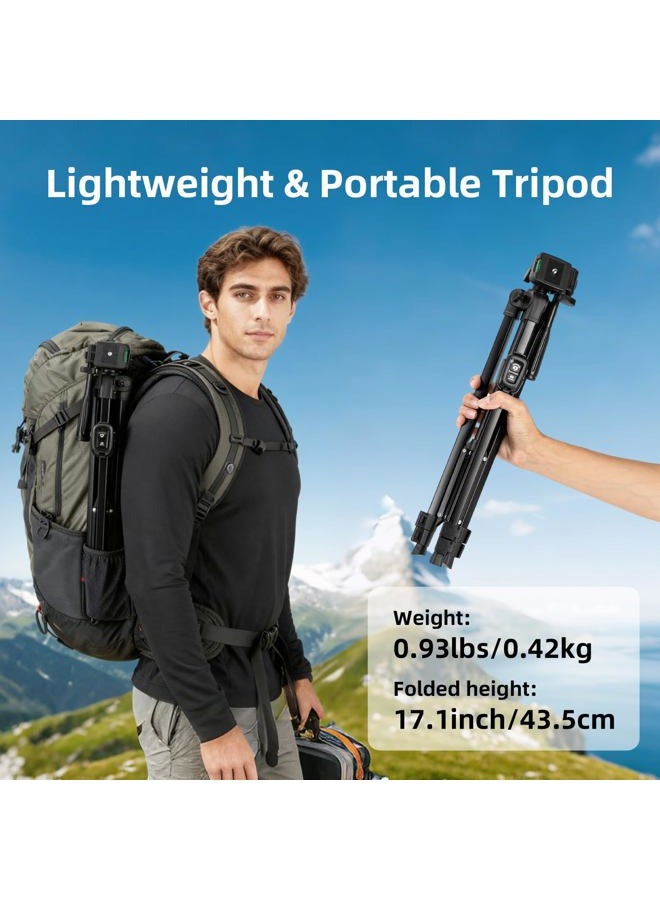 Fotopro Camera Tripod, 48" Phone Tripod with 3-Way Head, Smartphone Tripod for iPhone X, Samsung, 1/4'' Screw Travel Tripod with Bluetooth Remote for DSLR Camera, Canon, Sony, Nikon - Image 4
