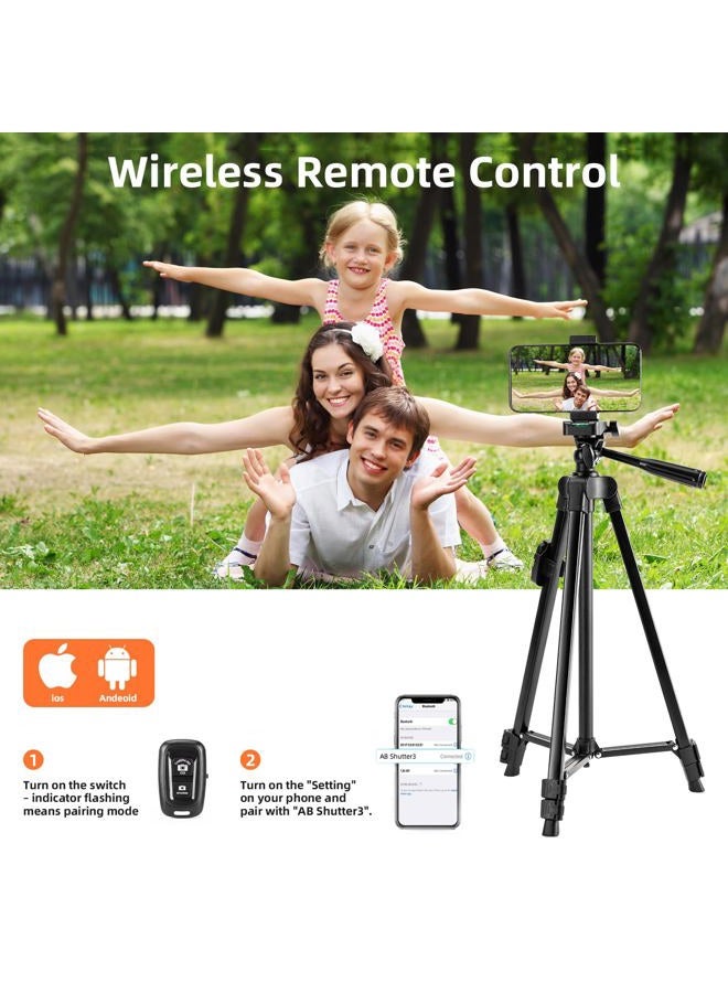 Fotopro Camera Tripod, 48" Phone Tripod with 3-Way Head, Smartphone Tripod for iPhone X, Samsung, 1/4'' Screw Travel Tripod with Bluetooth Remote for DSLR Camera, Canon, Sony, Nikon - Image 5