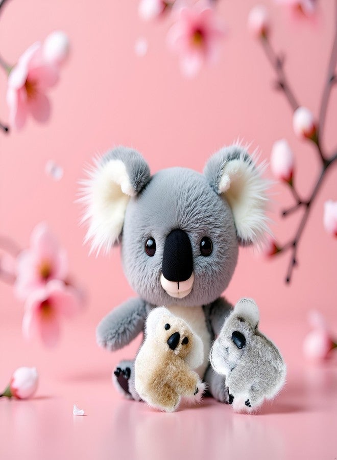 Cauaoa Gray and Khaki Koala Stuffed Animal Clips,Plush Koala Shaped Hair Clips,Small Stuffed Koala Clip Hair Claws,Small Animal Hair Barrettes,Cute Clamps Headwear Hair Accessories Cute Design - Image 2