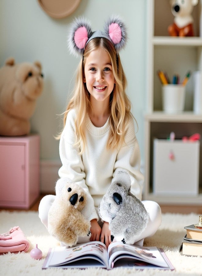 Cauaoa Gray and Khaki Koala Stuffed Animal Clips,Plush Koala Shaped Hair Clips,Small Stuffed Koala Clip Hair Claws,Small Animal Hair Barrettes,Cute Clamps Headwear Hair Accessories Cute Design - Image 4