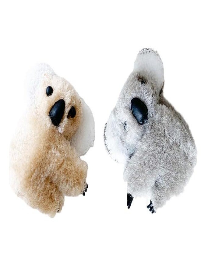Cauaoa Gray and Khaki Koala Stuffed Animal Clips,Plush Koala Shaped Hair Clips,Small Stuffed Koala Clip Hair Claws,Small Animal Hair Barrettes,Cute Clamps Headwear Hair Accessories Cute Design - Image 1