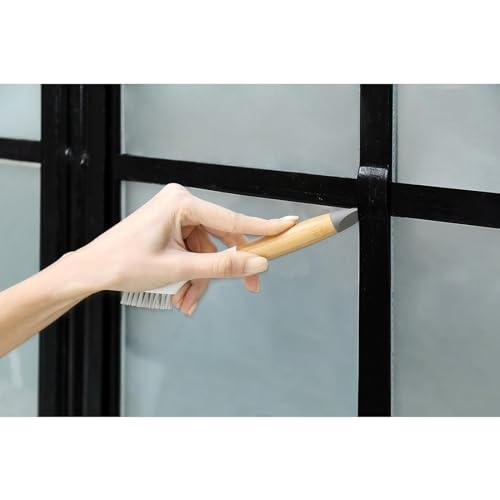 Mastrad Full Circle Micro Manager, Deep Cleaning Brush for Crevices, Shower, & Grout, Tough Bristles, Sustainable Bamboo Handle, White - Image 2