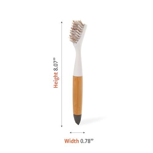 Mastrad Full Circle Micro Manager, Deep Cleaning Brush for Crevices, Shower, & Grout, Tough Bristles, Sustainable Bamboo Handle, White - Image 3