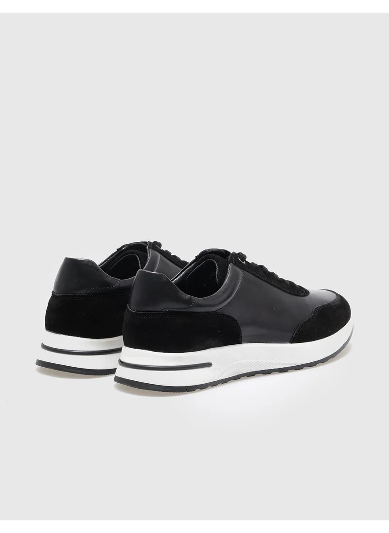 Cabani Leather Black Lace-Up Men's Sports Shoes