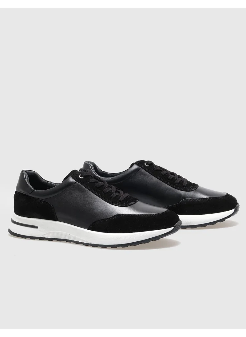 Cabani Leather Black Lace-Up Men's Sports Shoes