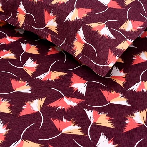 Status Contract Spring Premium Collection Cotton Rich Double Bedsheet with 2 Pillow Covers for Bed Room, Home, Hotel-120 GSM (Maroon), 120 Tc - Image 3