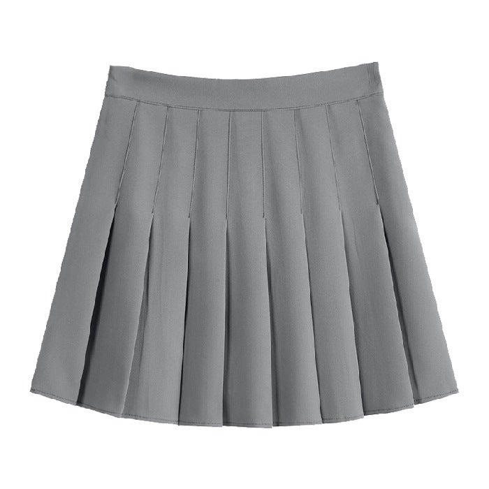 (Safety pants_zipper_button) pleated skirt JK uniform skirt skirt spring and summer versatile short skirt fashion Dark gray - Image 3
