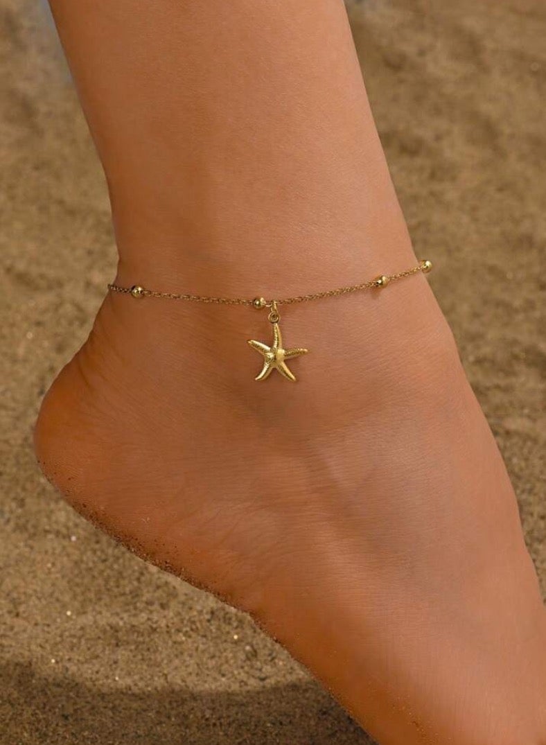 إيكوال خلخال نسائي انيق مصنوع من الاستانلس ستيل مطلي باللون الذهبي - Image 1