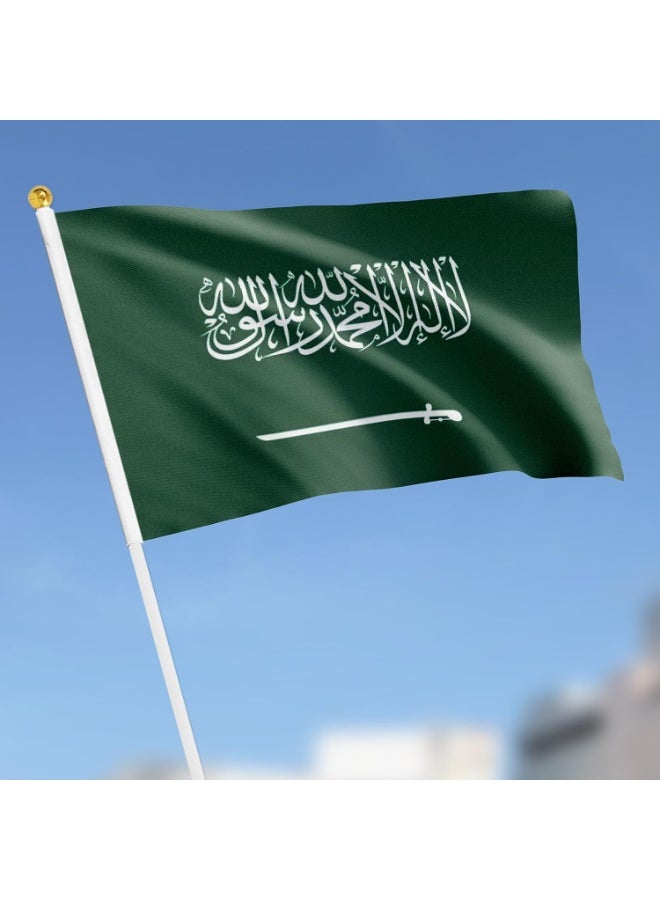 10 Pack Saudi Arabia Flags HandHeld Small Banners 5 × 8 Inch Mini Saudi Stick Flag Polyester for Party Decorations World Cup International Festival Events Indoor and - Image 5