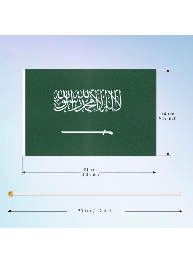 10 Pack Saudi Arabia Flags HandHeld Small Banners 5 × 8 Inch Mini Saudi Stick Flag Polyester for Party Decorations World Cup International Festival Events Indoor and - Image 4
