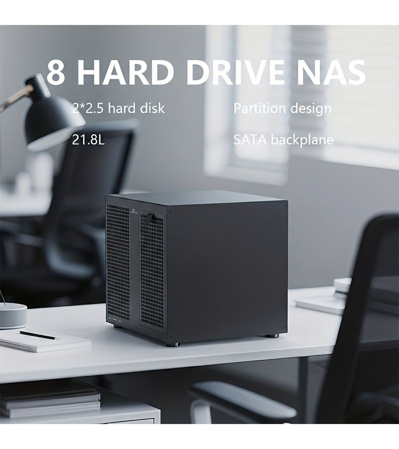 أسود 8 باي خادم NAS شاسيه برج صغير ITX ATX علبة الحاسوب - Image 4