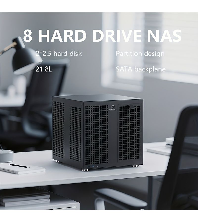 أسود 8 باي خادم NAS شاسيه برج صغير ITX ATX علبة الحاسوب - Image 3