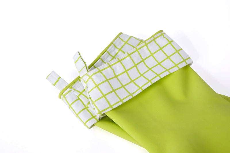 Full Circle Splash Patrol - Natural Latex Cleaning Dish Gloves, Stay-Dry Cotton Cuffs, Durable with Protective Lining, Medium/Large, (1 Pair) Green - Image 3