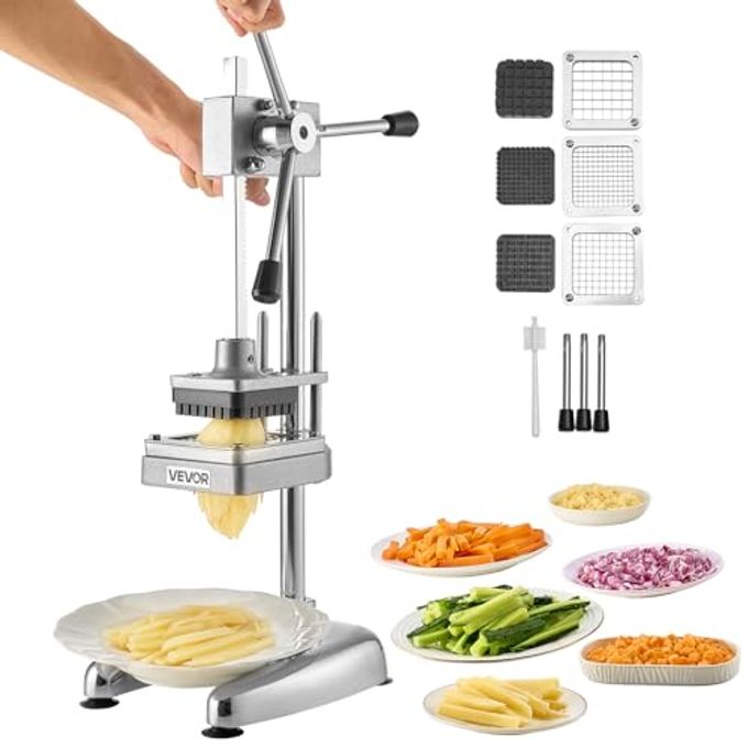 VEVOR Commercial French Fry Cutter, Stainless Steel Vegetable Fruit Chopper with 3 Replacement Blades 1/2-Inch 3/8-Inch 1/4-Inch, Manual Potato Slicer Dicer for Restaurants & Home Kitchen - Image 4