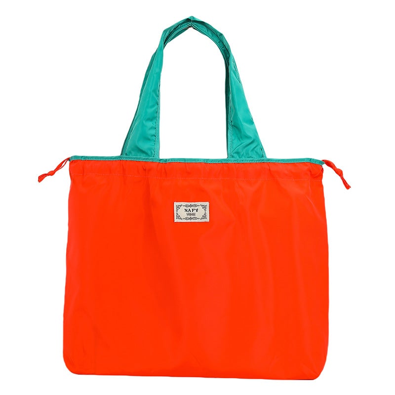 Large Drawstring Girdle Eco-Friendly Supermarket Shopping Bag Single Shoulder Folding Portable Portable Retail Travel - Image 5
