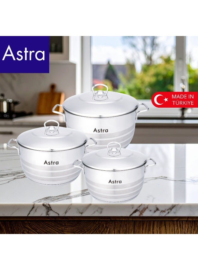 ASTRA 6 Piece 18/10 Stainless Steel Cookware Set Induction Compatible Triplex Capsule Base Premium Pots and Pans Made in Türkiye - Image 2