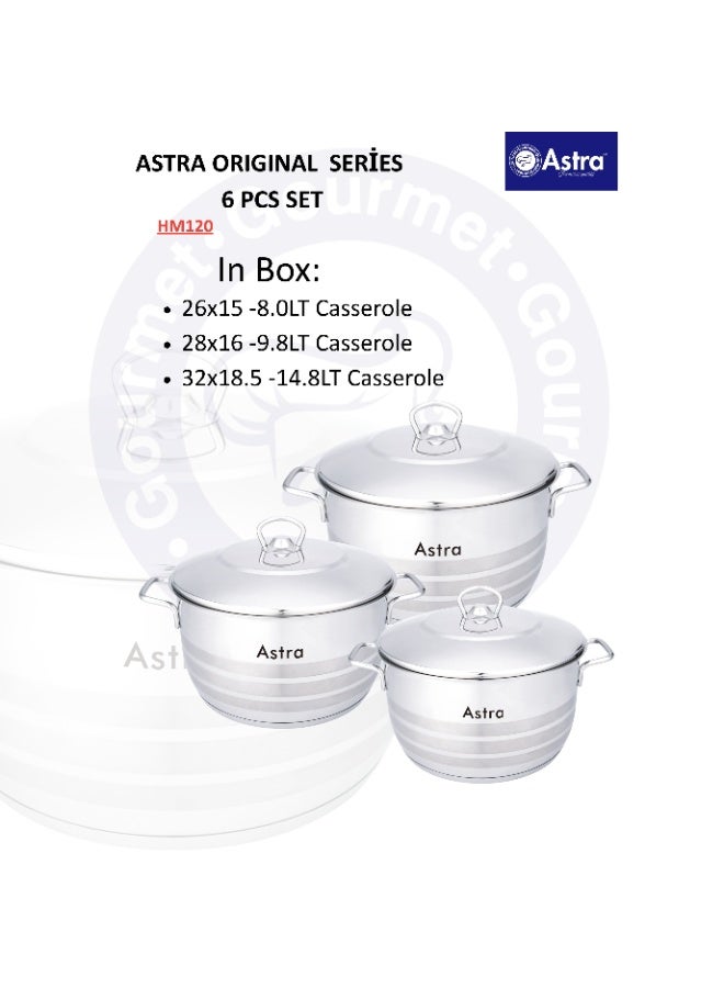 ASTRA 6 Piece 18/10 Stainless Steel Cookware Set Induction Compatible Triplex Capsule Base Premium Pots and Pans Made in Türkiye - Image 3