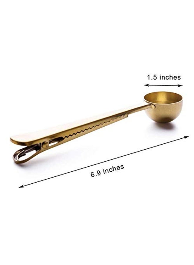 2Pcs Gold Stainless Steel Coffee Scoop with Bag Clip, Long Handled Tea Spoon Multifunctional Coffee Accessories Kitchen Utensils Set for Home and Cafe Use - Image 3