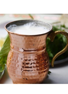Generic Solid hammered Turkish copper milk cup with brass handle Available in several sizes  - Image 5
